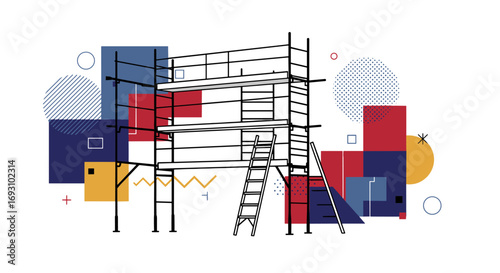 Modern Vector Illustrations of Construction Tools and Materials