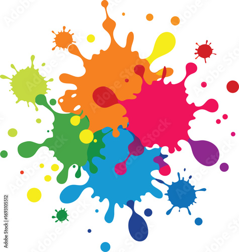 Vibrant abstract colorful paint splashes illustration with dynamic motion