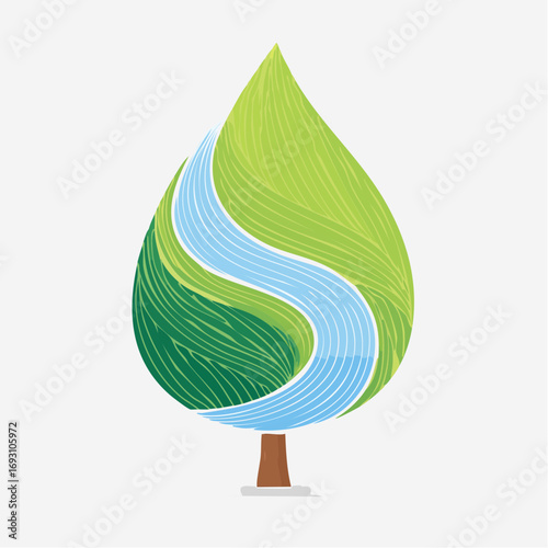 Amazon River Leaf Vector Icon for Climate and Ecosystem Balance