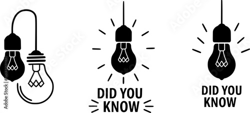 did you know with hanging bulb. flat stroke trendy modern minimal logo graphic, vector set silhouette
