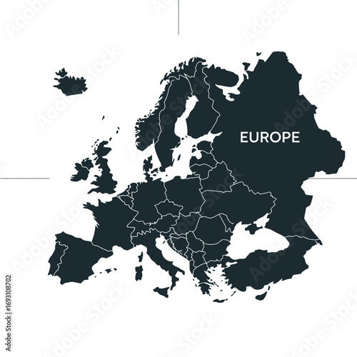 map of europe with highlighted