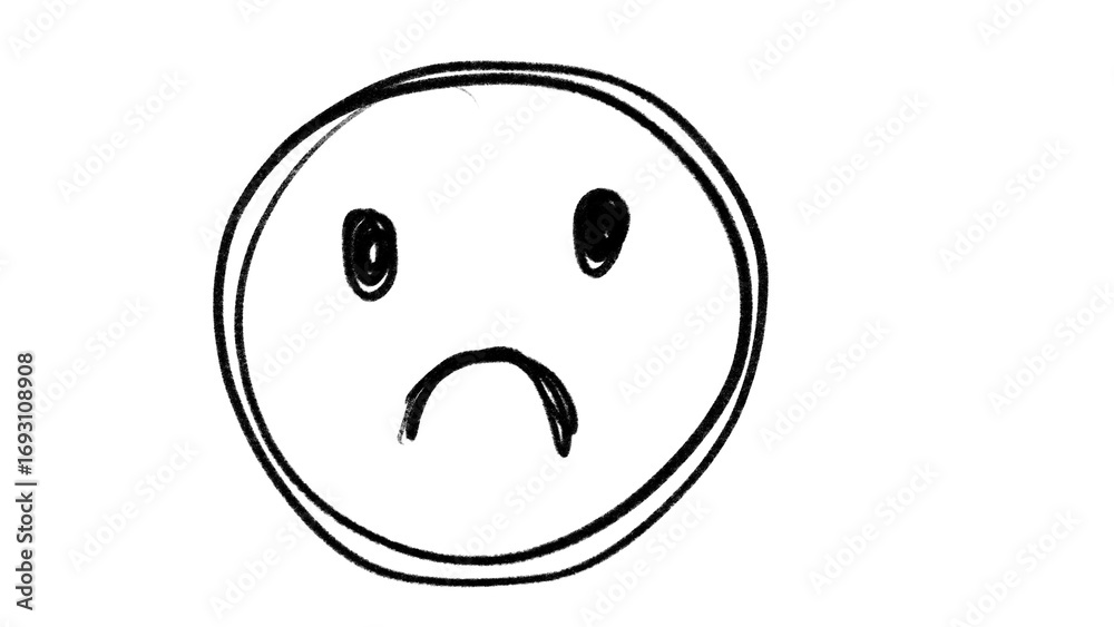 Fototapeta premium Hand Drawn Sad Face Doodle Icon PNG Illustration