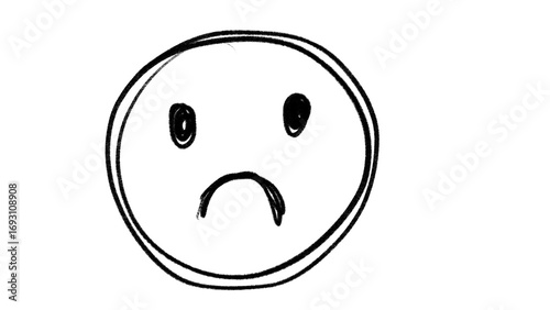 Hand Drawn Sad Face Doodle Icon PNG Illustration