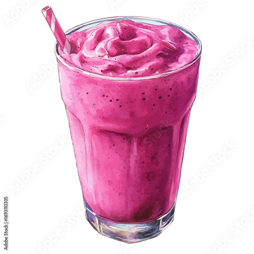watercolor vector of Smoothie, isolated on a white background.