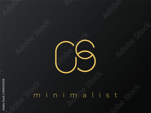 OS Minimalist Logo with Interlocking Shapes on Solid Black Background. A clean and modern minimalist logo design.