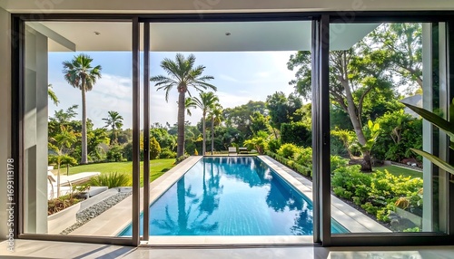 Modern Pool View from Interior