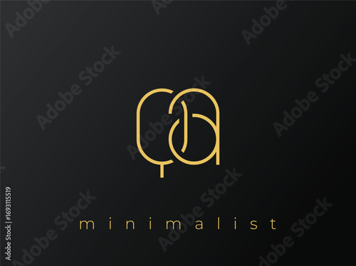 QA Minimalist Logo with Interlocking Shapes on Solid Black Background. A clean and modern minimalist logo design.