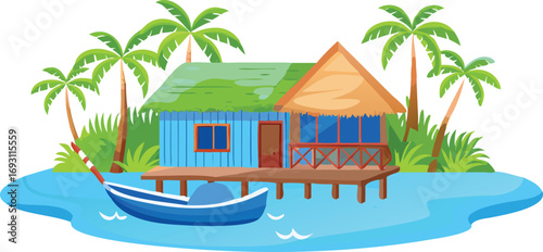 Tropical bungalow on a turquoise lagoon, a perfect Maldivian holiday home