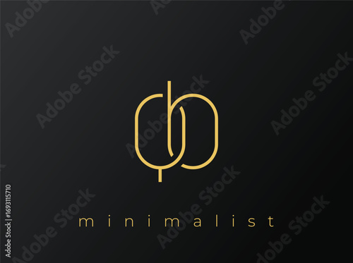 QB Minimalist Logo with Interlocking Shapes on Solid Black Background. A clean and modern minimalist logo design.
