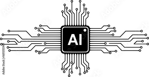 ai artificial intelligence computer processor chip circuit  icon illustration render design
