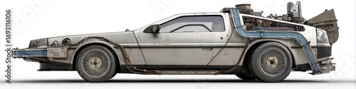 Vintage Futuristic Car with Unique Design and Retro Aesthetic