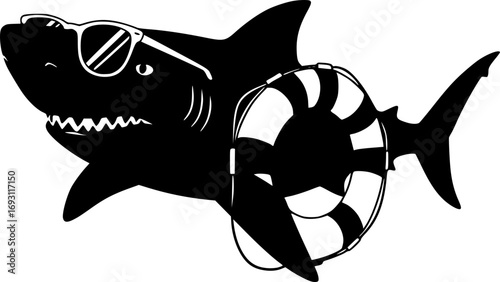 Cool Shark Wearing Sunglasses And Lifesaver silhouette
