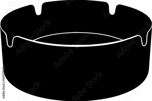 Ashtray Icon Silhouette Design Vector Art Illustration
