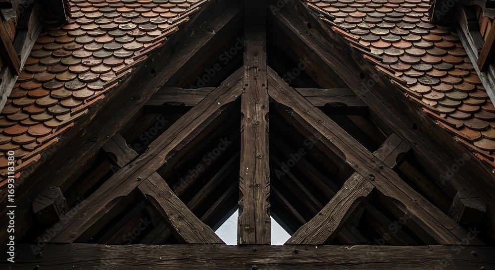 Naklejka premium Historic Timber Frame Roof Detail.