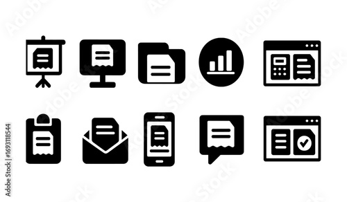Business, finance solid icon set. perfect for analytics and office applications