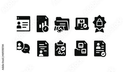 Business, office filled icon set. essential, professional symbols collection