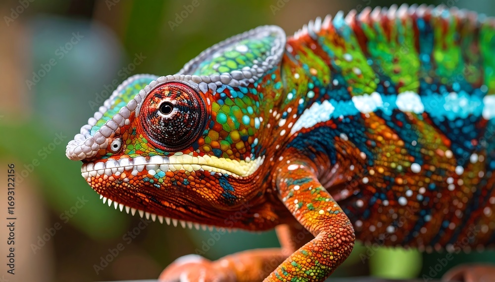 Fototapeta premium Close-up of a vibrant chameleon (1)