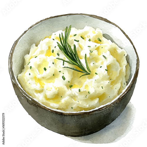 Risotto, watercolor drawing vector, isolated on a white background.