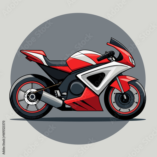 red Sport Motorcycle Illustration: Red and White Bike Design.