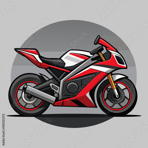 red Sport Motorcycle Illustration: Red and White Bike Design.