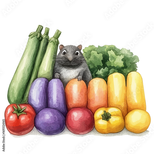 Ratatouille, watercolor clipart vector, isolated on a white background.
