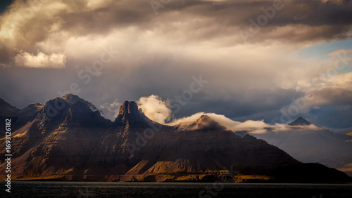 Mountains on the coast near Djupivogur, Iceland