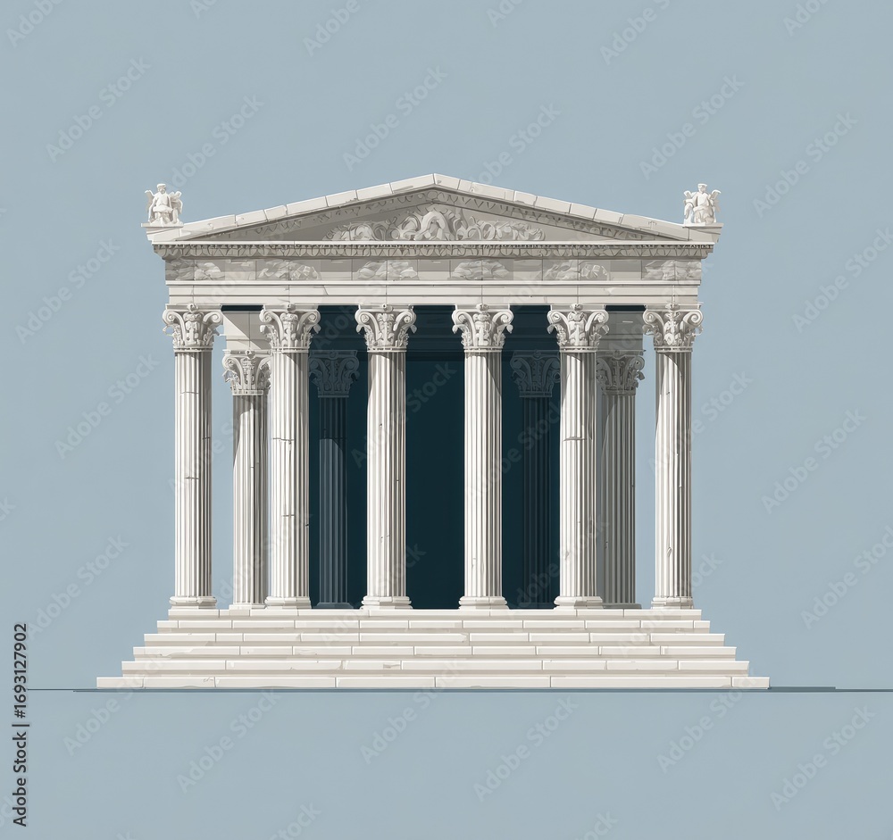 Fototapeta premium Classic temple facade illustration