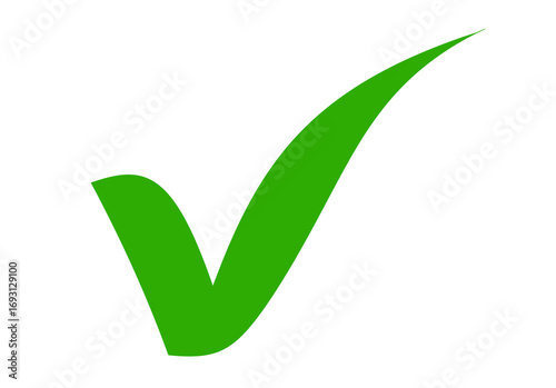 A vibrant green check mark symbol, representing approval, success, or completion, is isolated on a clean transparent background, conveying a sense of clarity and positivity