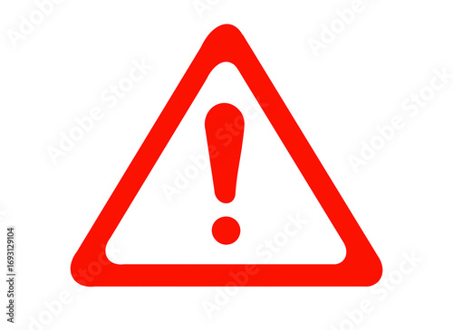 A red triangle with a white exclamation mark inside, isolated on a transparent background, signifying a hazard or important warning