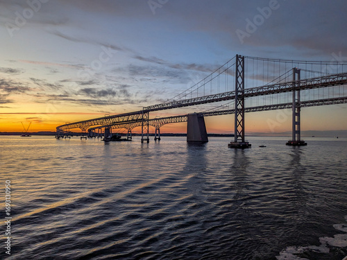 Chesapeake bay bridge at sunset