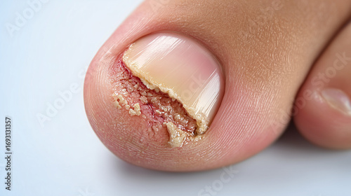 Close up of toenail with fungal infection.
