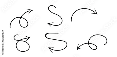 Artistic Arrow Collection Hand Drawn Directional Icons Cursors and Wayfinders for Digital on transparent background