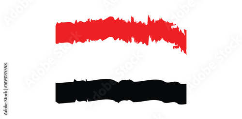 Abstract Yemen Flag Art Red and Black Brush Strokes National Symbol Middle East Country on transparent background