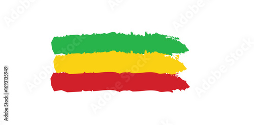 Brushstroke layers painting with bold green yellow and red shades abstract watercolor art on transparent background