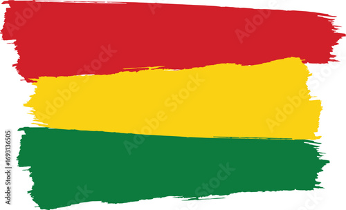 Bolivia flag texture painting background red yellow green national colors brush stroke design on transparent background