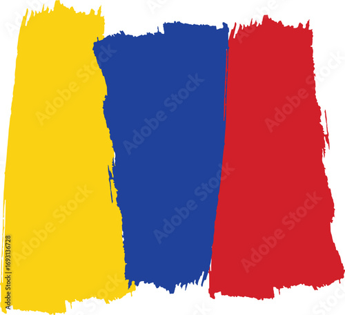 Vibrant brushstrokes yellow blue red painting banner artistic design graphic illustration on transparent background