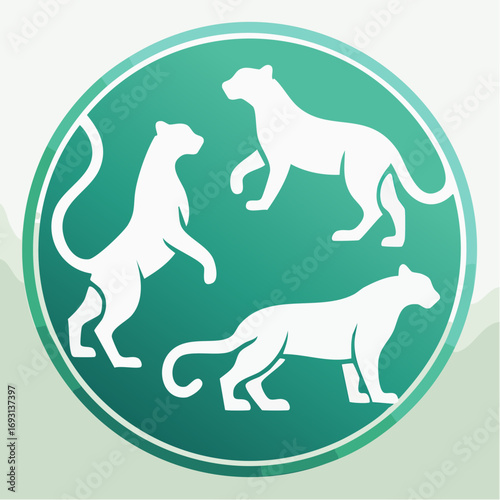 Amazon Biodiversity Vector Icon with Jaguar Shapes