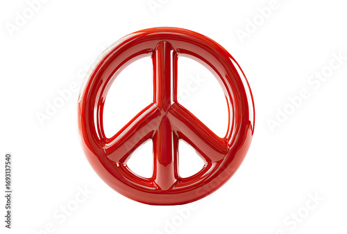 Vivid red peace symbol, glossy finish
