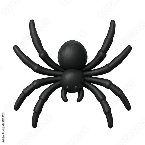 Large hairy spider 3D plastic icon with detailed legs and matte finish