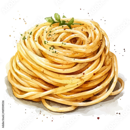 Pasta, watercolor vector, isolated on a white background.