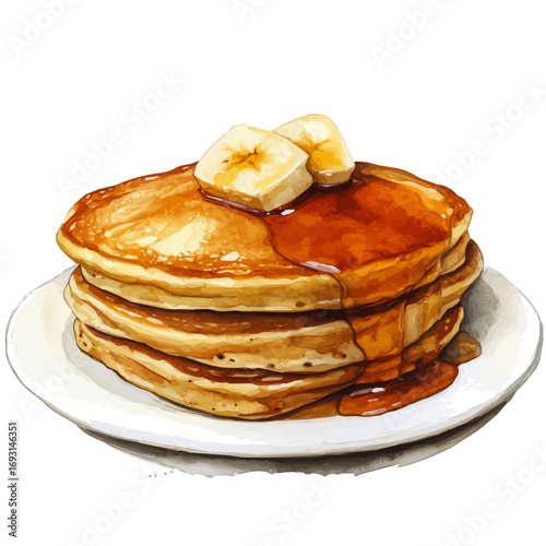 Pancakes, watercolor painting vector, isolated on a white background.