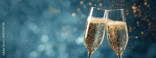Champagne flutes clinking, celebration