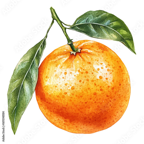 watercolor vector of Orange, isolated on a white background.