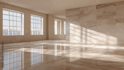 Empty light-filled interior space