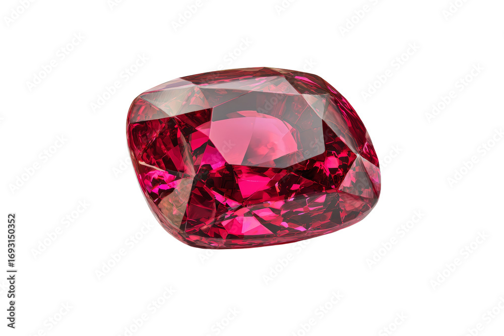 Fototapeta premium A red gemstone sits on a white background