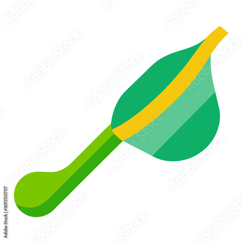 Green scoop with water and yellow stripe vector on white background.