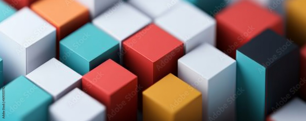 Fototapeta premium Colorful Cube Arrangement, Abstract, Geometric