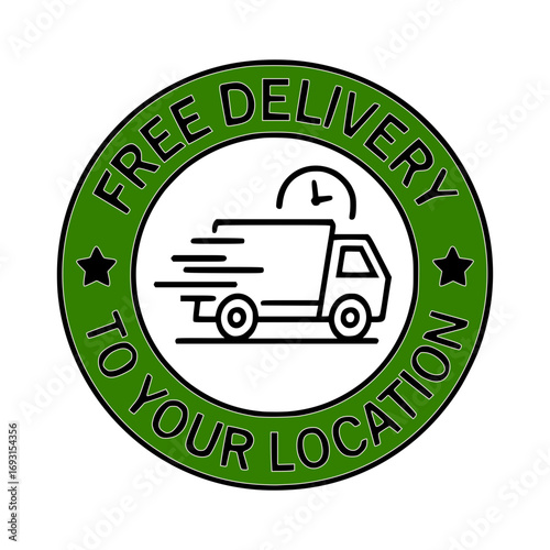 Free delivery to your location, fast shipping icon for online store promotion and retail service