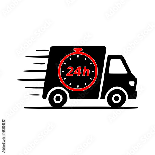 Fast 24 hour delivery truck transporting goods quickly and reliably for urgent shipping needs