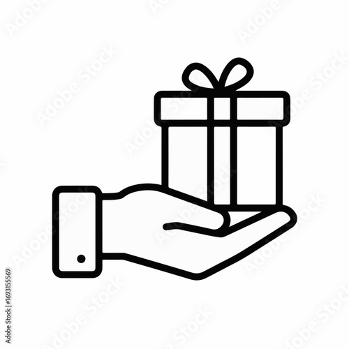 Thoughtful hand offering a beautifully wrapped gift box with ribbon, symbolizing generosity and appreciation, perfect for any celebration or special occasion.